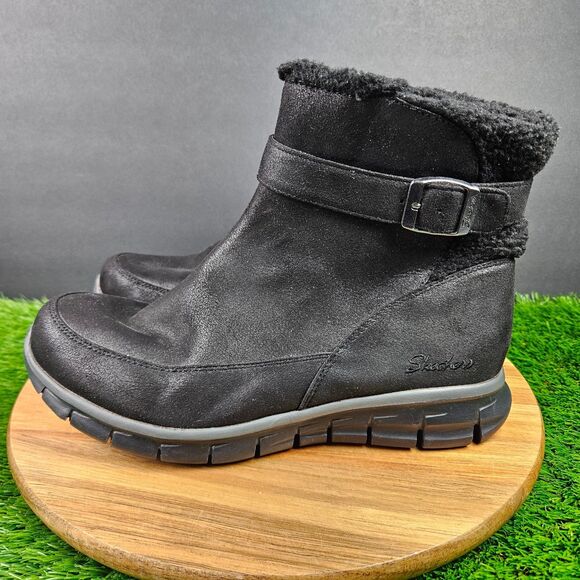 Skechers Synergy Diva Lane Boots Womens 10 Black Zip Buckle High Top Memory Foam - Picture 6 of 12